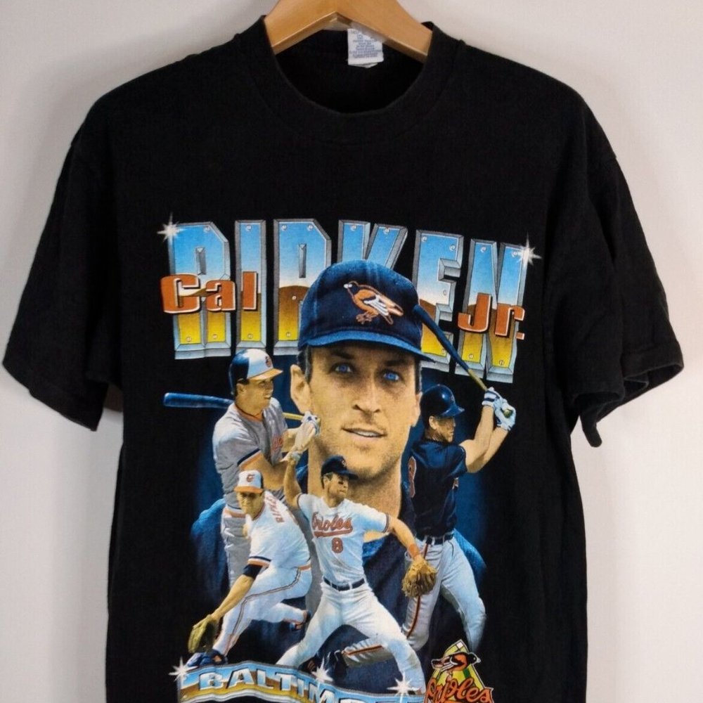 Vtg Cal Ripken Jr Salem T-Shirt Mens L Single Stitch USA Made Black Graphic Tee
